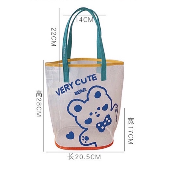 Túi nhựa trong suốt đựng đồ đi học, đi chơi dễ thương đa năng chống nước phong cách Hàn Quốc Nhật Bản