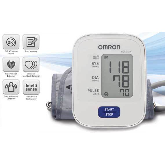 Máy đo huyết áp Omron Hem-7120 tặng bộ chuyển nguồn chính hãng