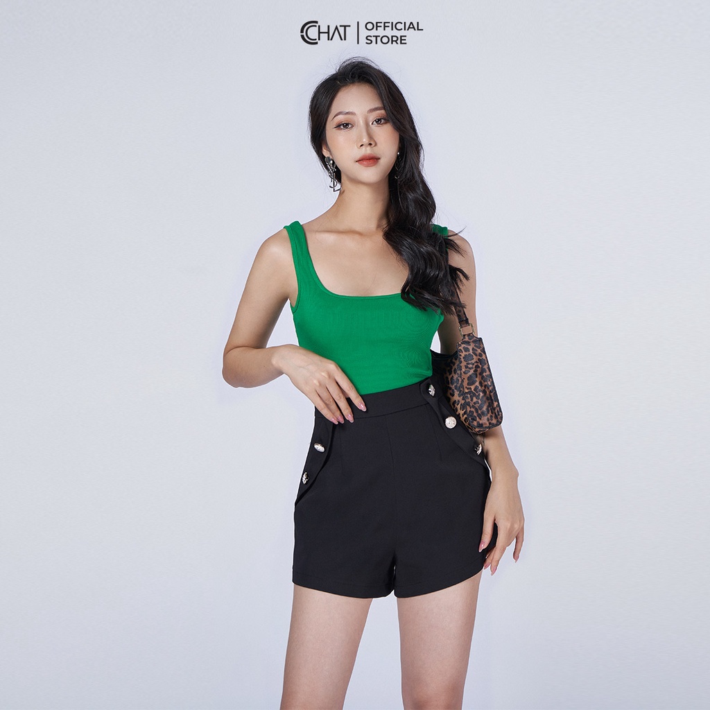 Áo Thun 𝐂𝐂𝐇𝐀𝐓 Cổ U 2 Dây Phong Cách Trẻ Trung Năng Động 22YAC2003OT