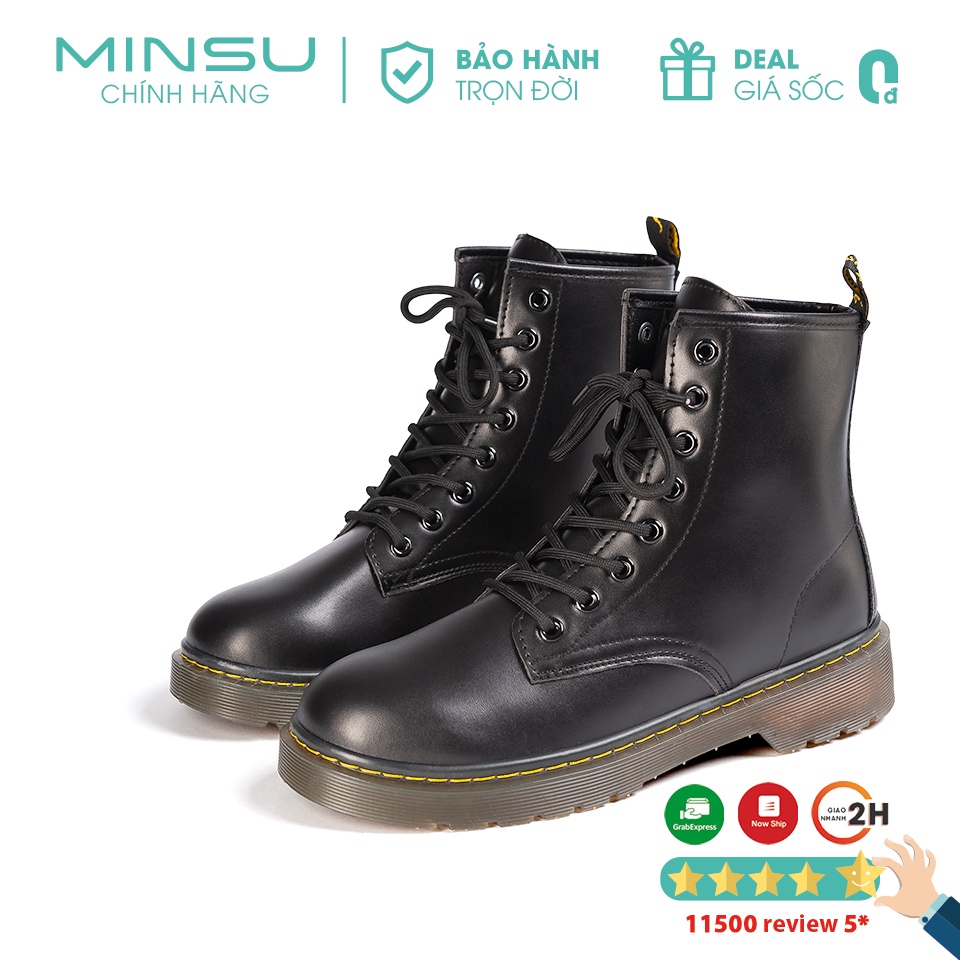 Giày Boot Cổ Cao Cặp Đôi Nam Nữ MINSU M3301 Phong Cách Chiến Binh Cao Cổ Street Style Đi Chơi Cực Ngầu