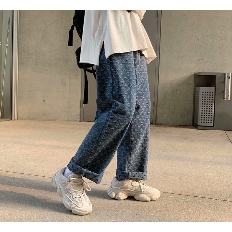 Quần Jeans Ống Đứng In Họa Tiết Phong Cách Hàn Quốc Size (M-L) Cho Nam Quần lv quần lv ống rộng | BigBuy360 - bigbuy360.vn