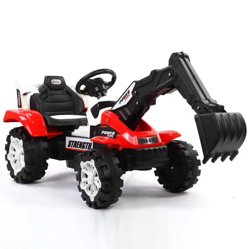 Xe cẩu điện tự lái đồ chơi vận động cho bé - động cơ 6V7AH (Cam-Đỏ-Xanh)