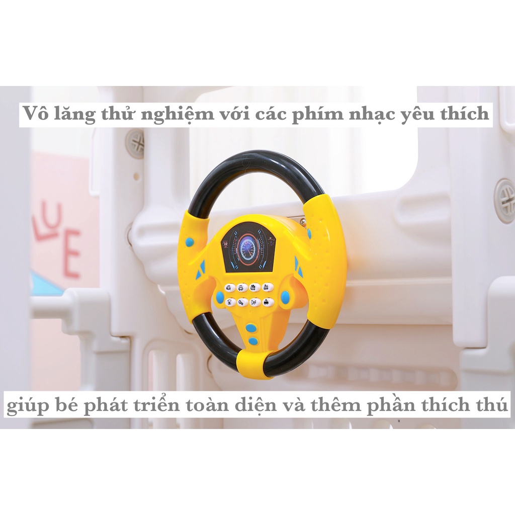 Cầu trượt xích đu BUS cho bé, nhà ô tô có đèn nhạc vô lăng BABYCOSI xịn xò đẹp lắm