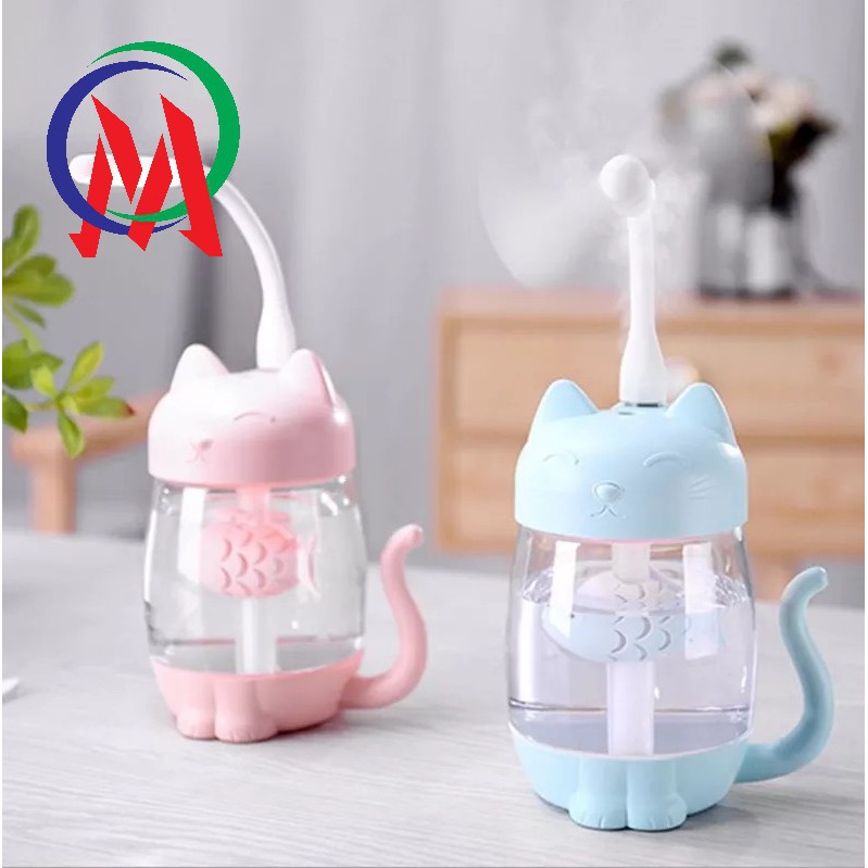 [Mã ELHA22 giảm 5% đơn 300K] [3in1] Máy tạo độ ẩm kiêm quạt mini có đèn led hình mèo xương cá dễ thương