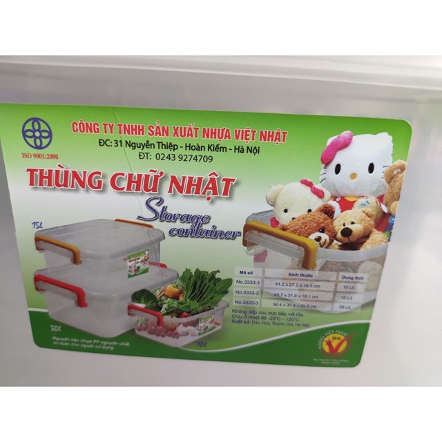 Thùng chữ nhật đựng đồ chơi quần áo nhựa Việt Nhật