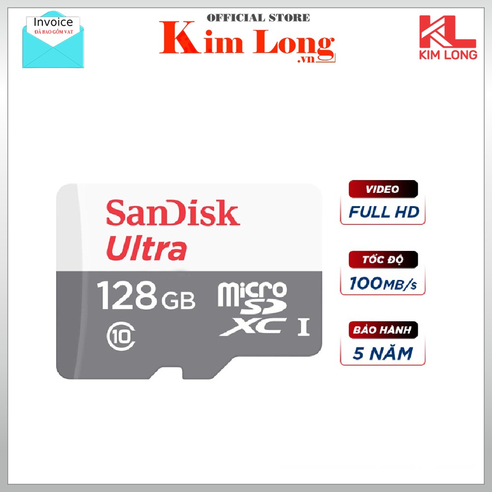 [BH 5 NĂM] Thẻ nhớ micro SDXC Sandisk 128GB upto 100MB/s 533X Ultra UHS-I - Chính hãng