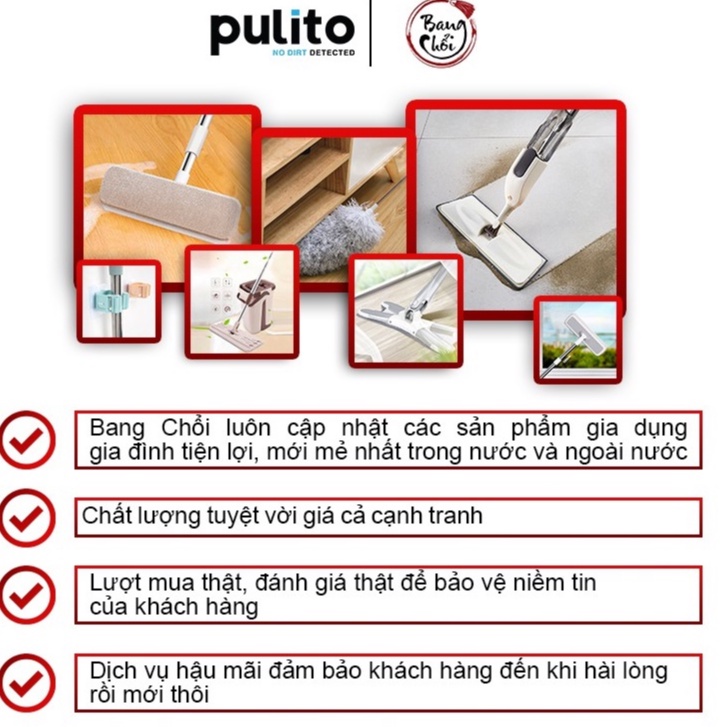 Cây lau sàn Pulito dùng khăn giấy tĩnh điện sử dụng 1 lần thay thế dễ dàng, tiện lợi (LS-CLN-KG) - PulitoVN