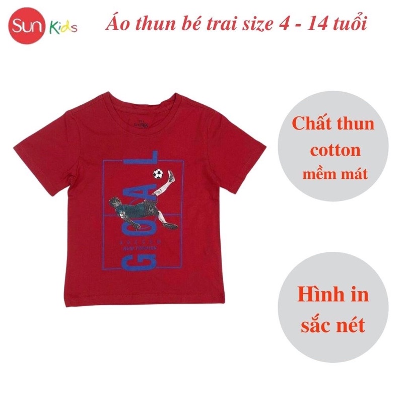 Áo thun bé trai, áo phông cho bé trai chất cotton nhiều màu, size 4-14 tuổi - SUNKIDS1