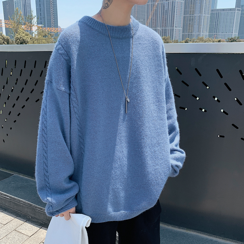 Áo sweater Dệt Kim Cổ Chữ t Màu Sắc Đơn Giản Phong Cách Hàn Quốc Thời Trang Thu Đông Cho Nam