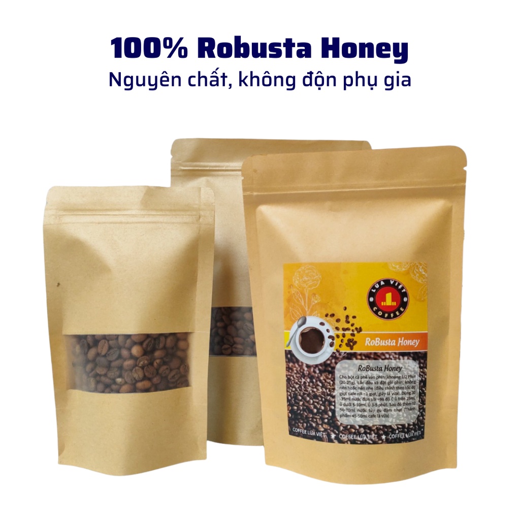 Cà phê rang xay ROBUSTA HONEY pha phin và pha máy vị đậm đà hương thơm ngọt sánh cafe nguyên chất không độn phụ gia