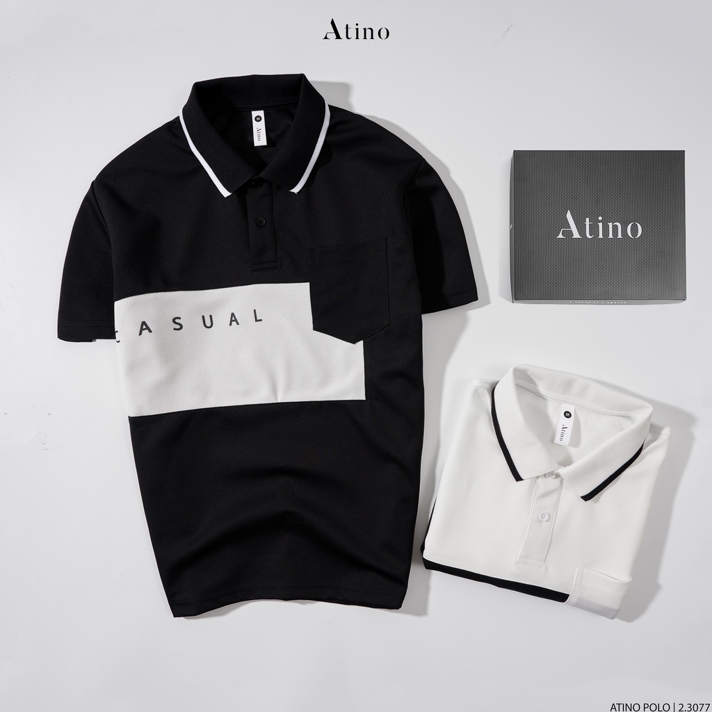 Áo Polo Nam Phối CASUAL ATINO viền cổ thanh lịch vải cá sấu Cotton cao cấp thoáng mát chuẩn form PL2.3077