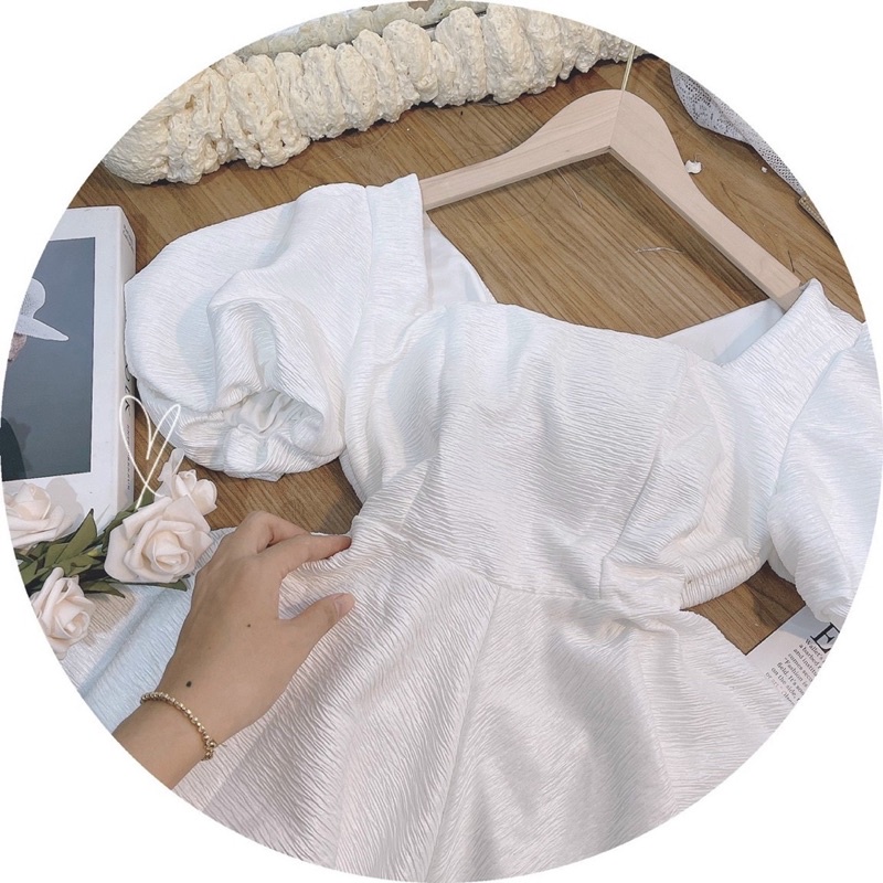 ĐẦM GẤM BBD XƯỢC VẢI TAY BỒNG NƠ LƯNG