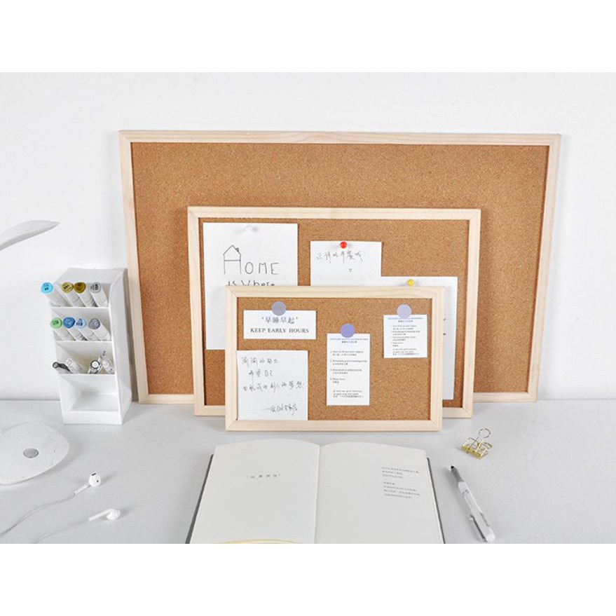Bảng Ghim Gỗ Bần 2 mặt / Khung Treo ảnh Pinboard Decor Trang Trí Tường Phòng