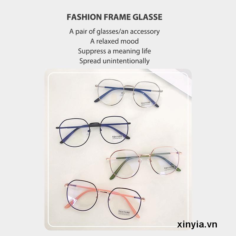 Mắt Kính Gọng Kim Loại Chống Ánh Sáng Xanh Phong Cách Retro Thời Trang Unisex