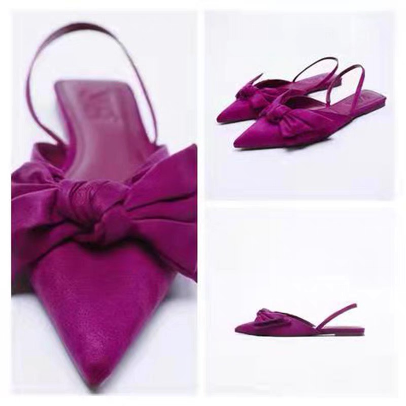 Giày mũi nhọn sling back vải satin nhà zara