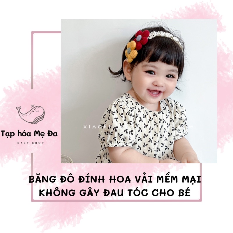 Băng đô cài tóc/turban đính hoa vải thủ công dễ thương cho bé sơ sinh chính hãng Chicbaby