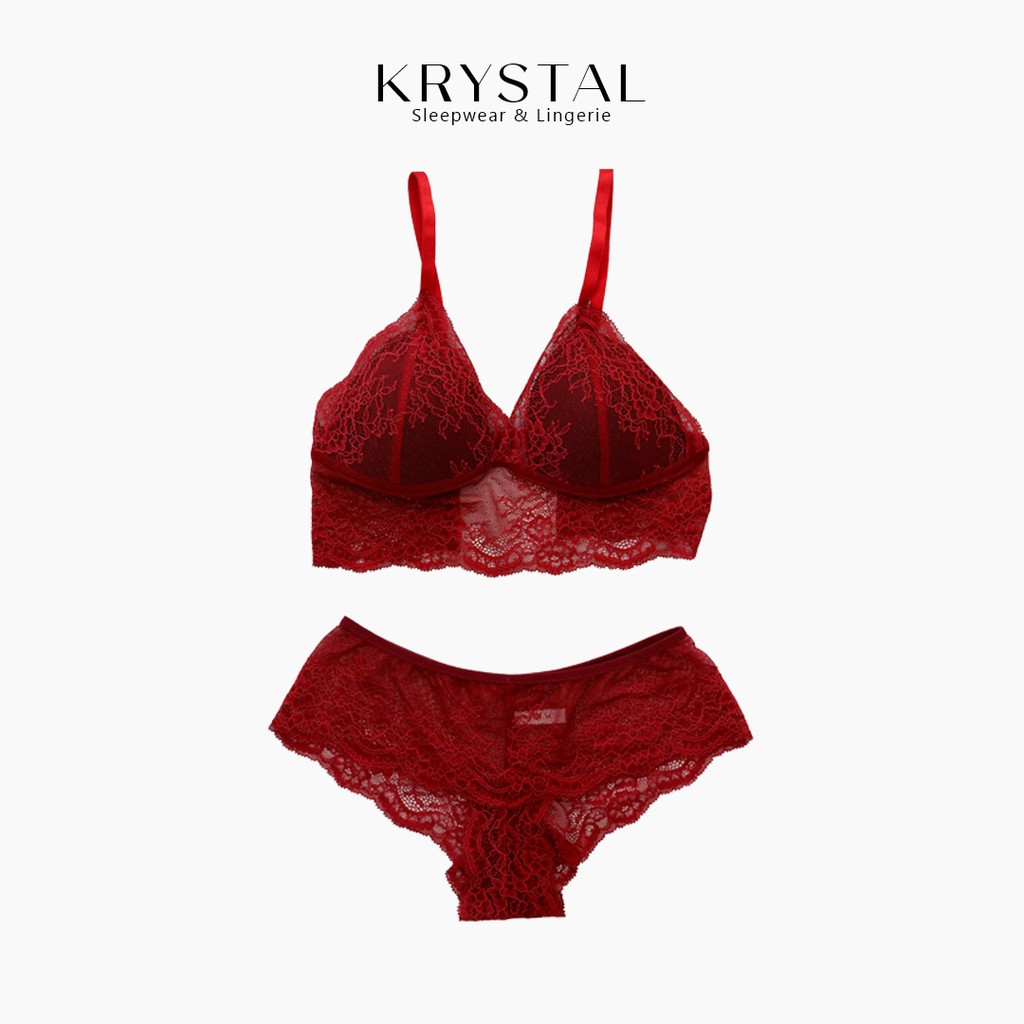 Bộ đồ lót ren dưới ngực không gọng mút mỏng màu Đỏ KRYSTAL KB57 | BigBuy360 - bigbuy360.vn