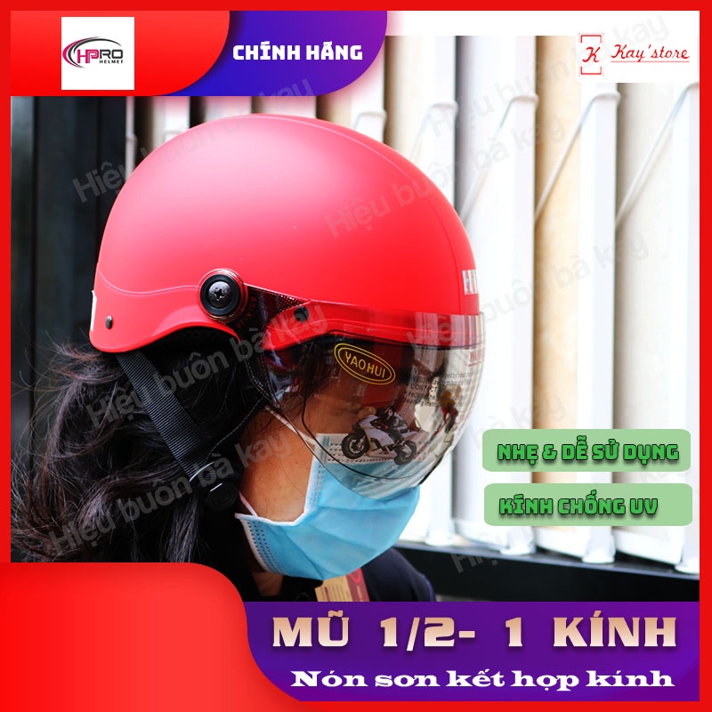 Mũ, nón bảo hiểm sơn HP 02K - 1 kính dành cho nam và nữ