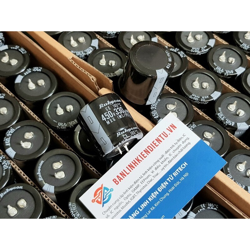 Tụ hóa Nichicon, Rubycon 330uF 450V 450V330uF kích thước 35x35mm