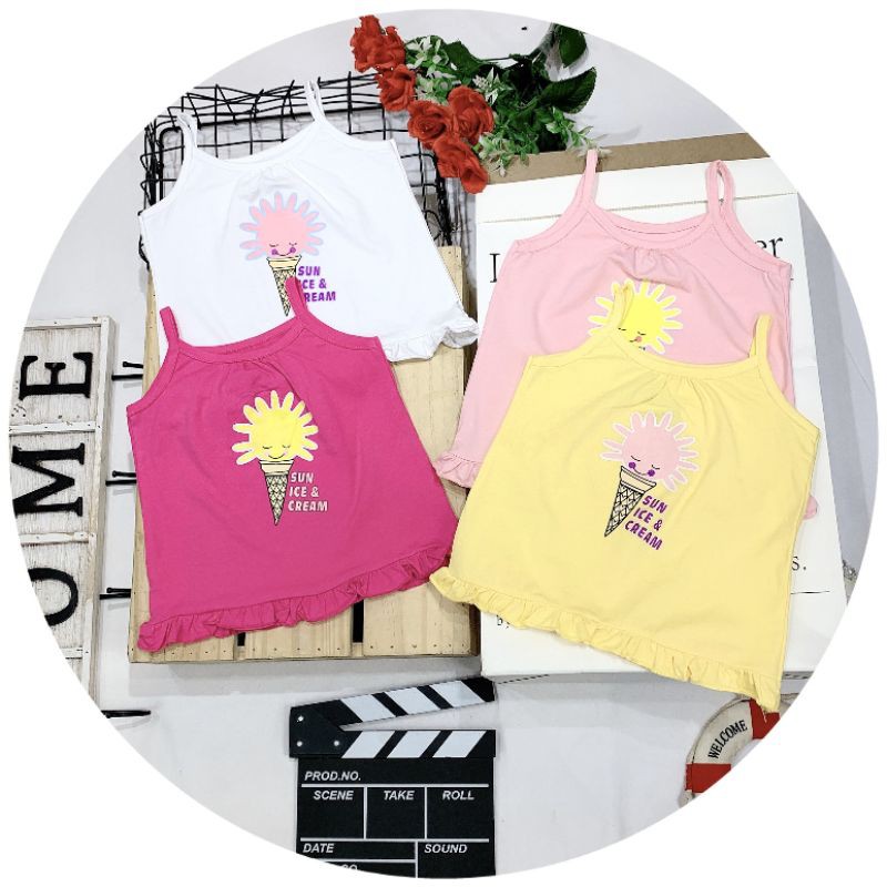 Áo 2 dây cotton sài gòn Bb Angel cực xinh có bèo gấu (CÓ ẢNH MẪU MẶC)