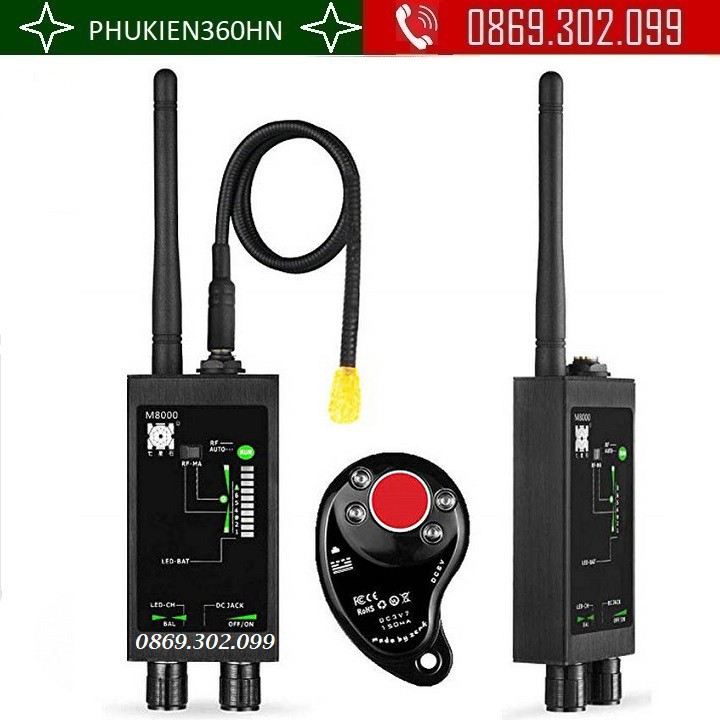 Máy Dò Phát Hiện Camera, GPS, Nghe L.én, RF M8000