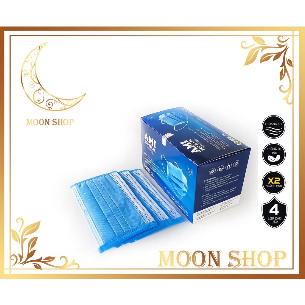 Khẩu trang Ami 4 lớp chuẩn đủ 4 màu hộp 50 cái