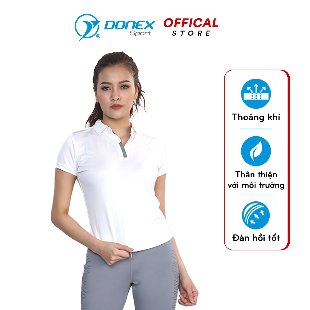 Áo Thể Thao Nữ Có Cổ Cách Điệu DONEX PRO, Kiểu Dáng Năng Động Tinh Tế, Thấm Hút và Thoát Mồ Hôi Tốt AC-3346