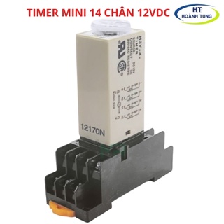 Timer mini hẹn giờ H3Y-4 relay thời gian, công tắc tự động 14 chân điện áp 12VDC tặng kèm chân đế PYF14A