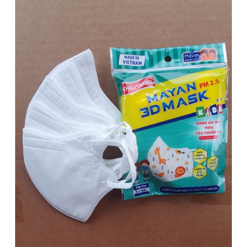 khẩu trang (mặt nạ) cho bé Mayan kids gói 5 cái