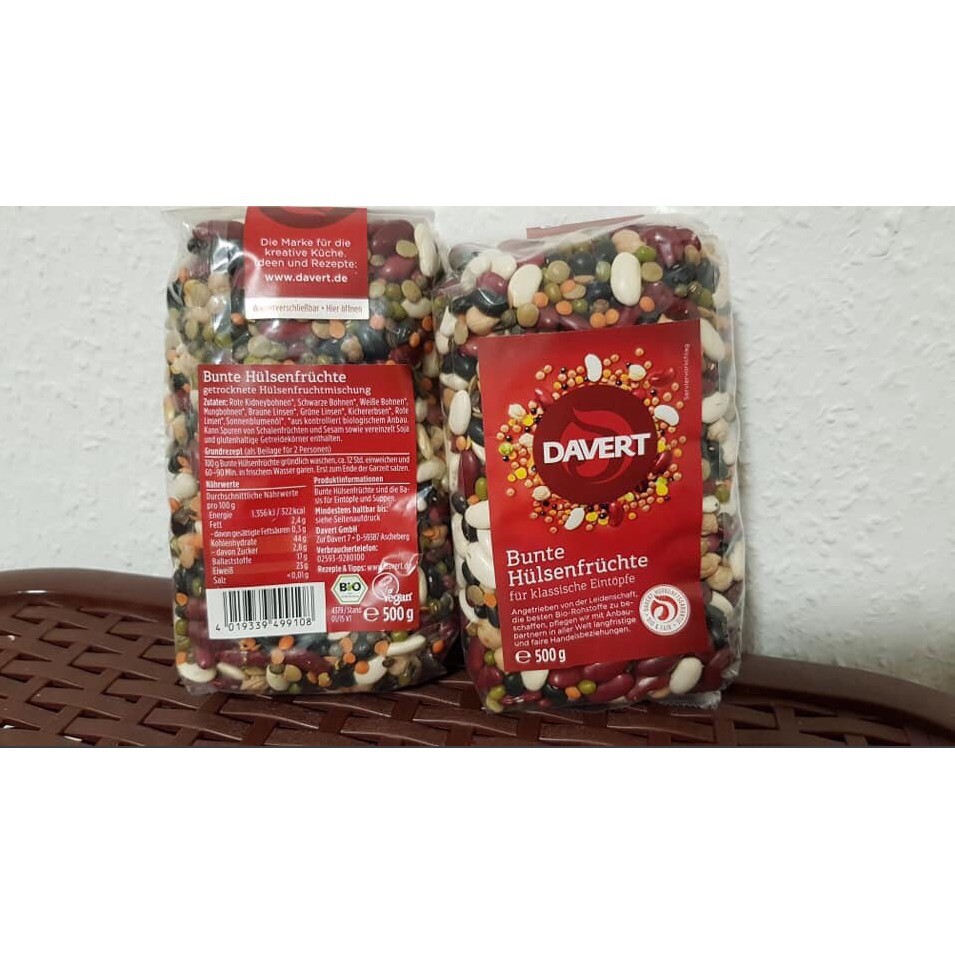 Các loại đậu tổng hợp hữu cơ Davert 500gr (organic)