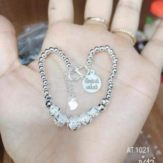Lắc bi bạc bé gái mix mặt bạc khắc chữ theo yêu  cầu