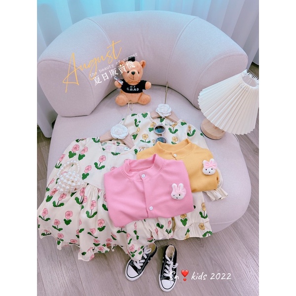Set áo tổ ong + váy hoa siêu xinh cho bé gái - SAVH