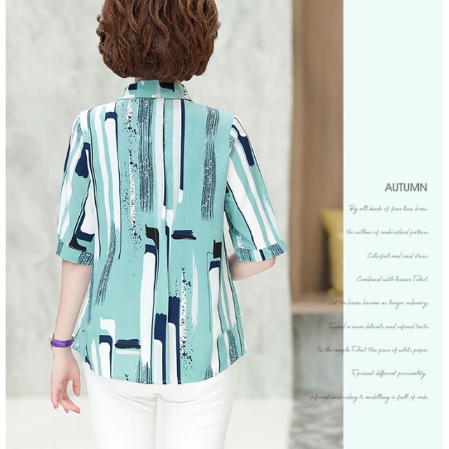 Áo Sơ Mi chiffon Tay Ngắn Dáng Rộng Thời Trang Mùa Hè Dành Cho Phụ Nữ Trung Niên