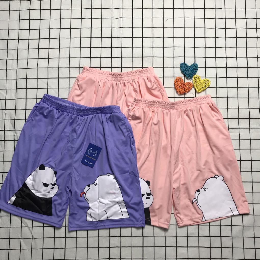 Quần Short Lửng Unisex In Hình Gấu Trúc Lapi VN ,Freesize Đến 70kg, Chất Thun Thể Thao Dày Dặn  ྇