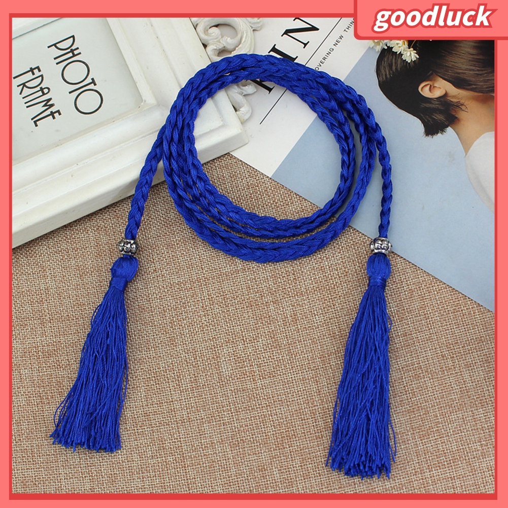 Thắt Lưng Dây Bện Phối Tua Rua Thời Trang Cho Nữ