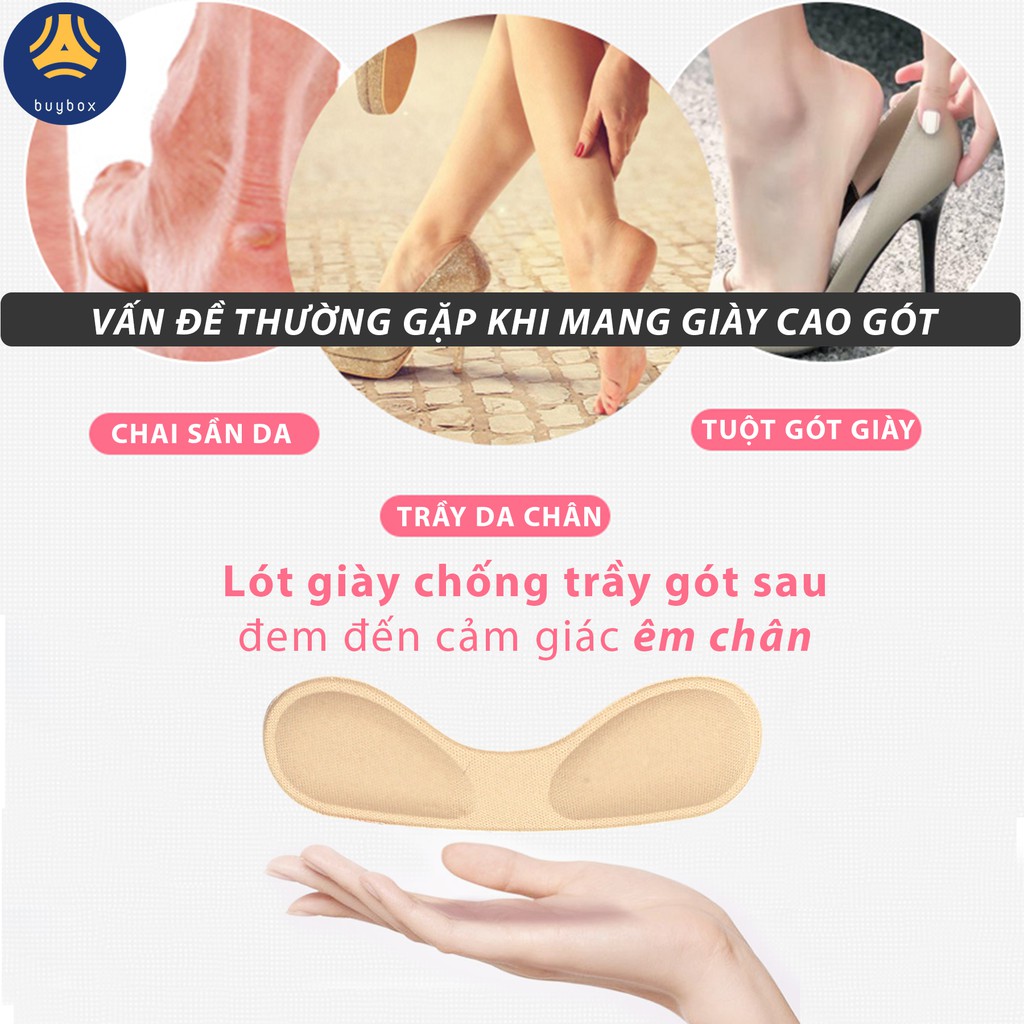 Lót giày gót giày chống trơn trượt, bảo vệ gót chân, phù hợp cho mọi kiểu giày _ buybox_BBPK40