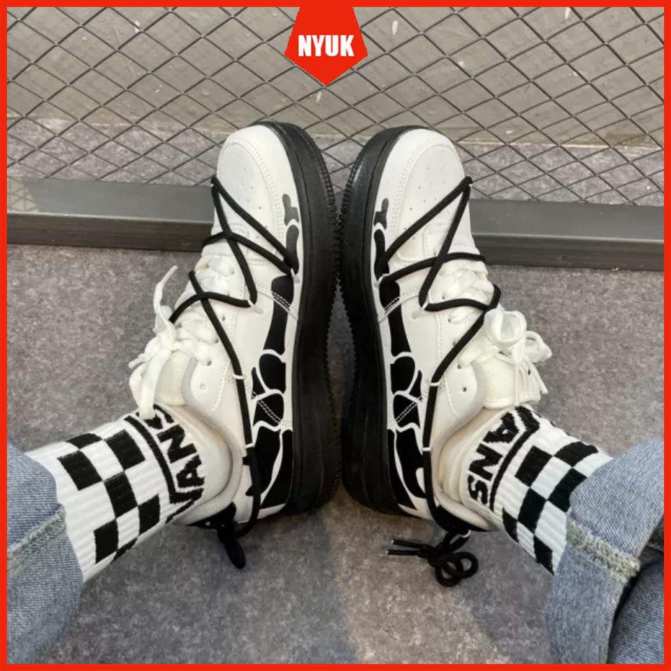 South Korea ulzzang stitching laces zebra sneakers casual student sneakers