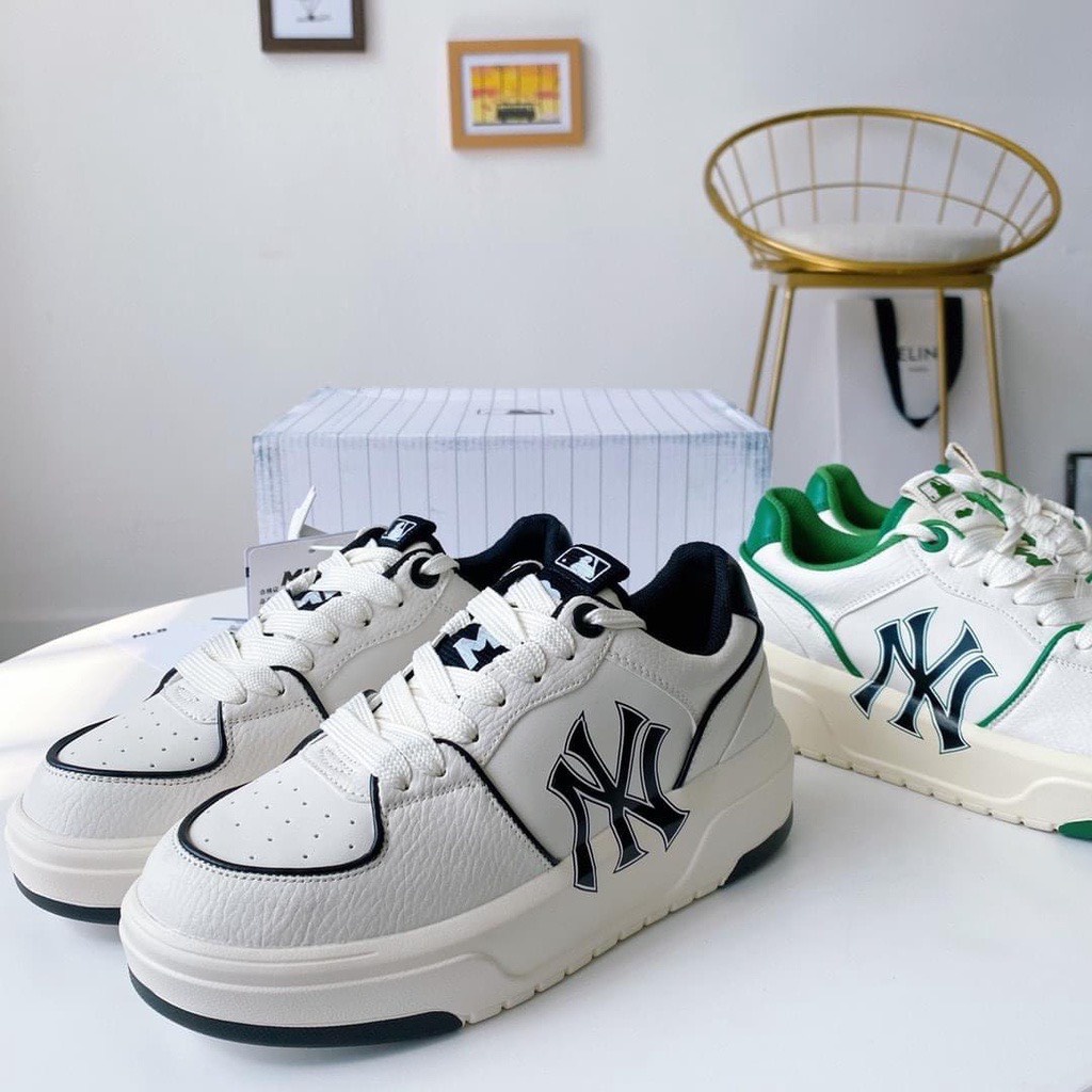 Giày MLB Chunky Liner White Black New York Yankees, Giày Thể Thao Nam Nữ MLB NY Đủ 3 Màu Đế Tăng Chiều Cao 5cm