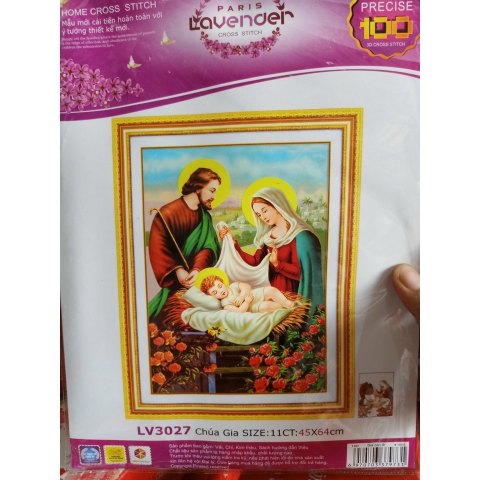 Tranh thêu gia đình chúa giesu. Kt:45x64cm,Tặng kéo và xỏ chỉ.