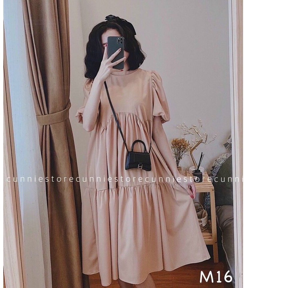 váy xoè dáng dài tiểu thư cổ tròn nhiều màu nên dáng siêu xinh