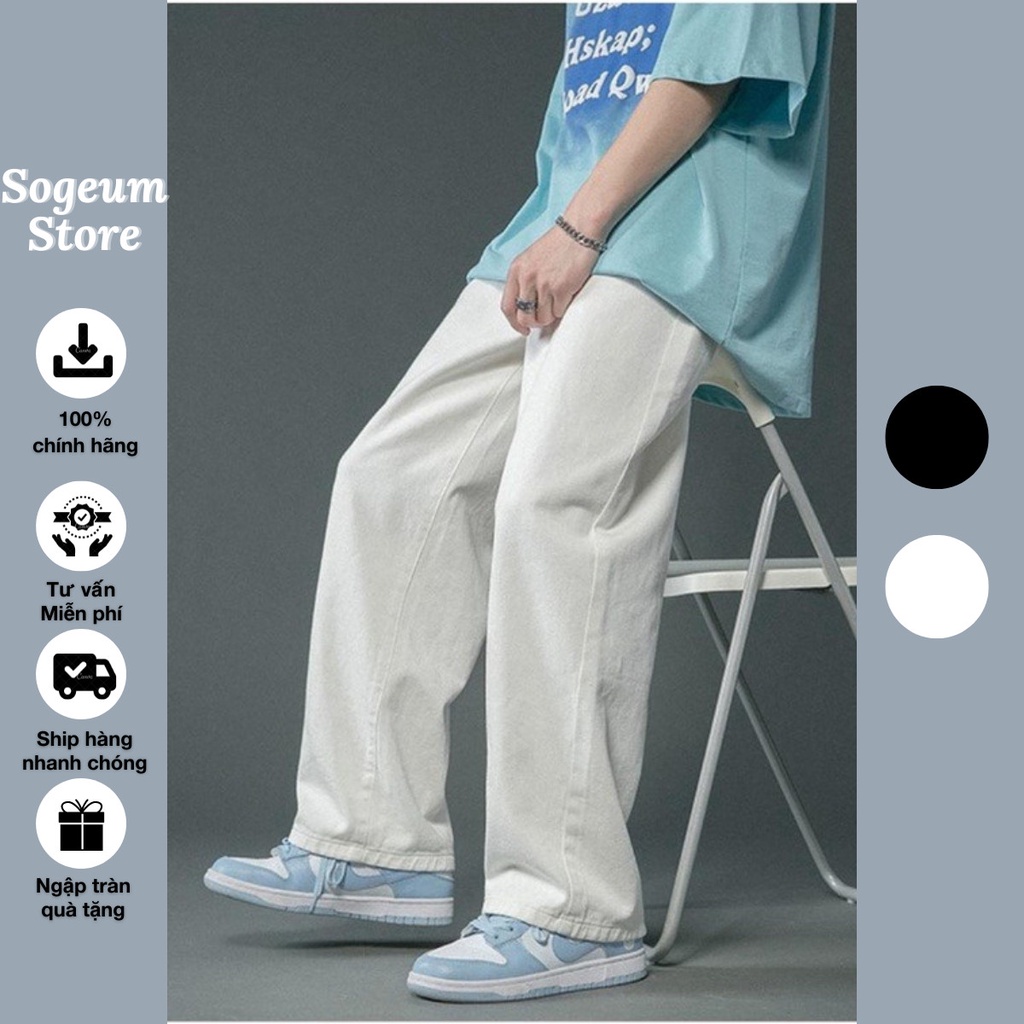 Quần kaki nam ống rộng cá tính SOGEUM Quần Baggy Kaki Dáng Suông Cao Cấp Style Hàn Quốc