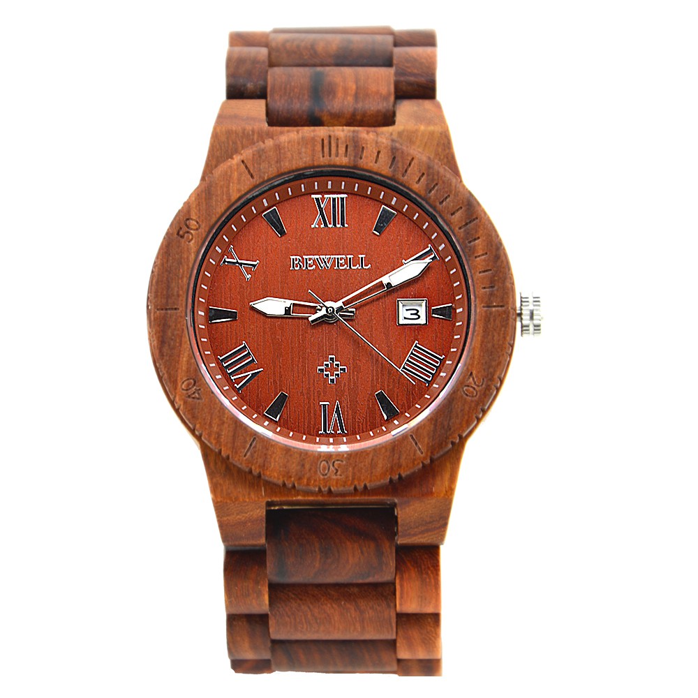 Đồng hồ đeo tay nam gỗ đàn hương đỏ mã 109B bewell