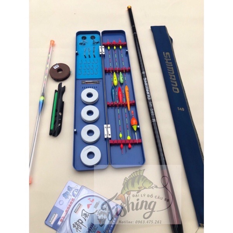 Bộ cần câu tay Shimano 5h kèm phụ kiện đầy đủ như hình
