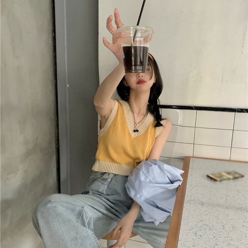 Áo Len Không Tay Cổ Chữ V Thời Trang Dành Cho Nữ