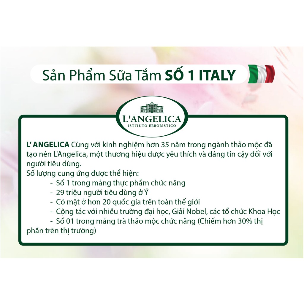 Sữa Tắm Italia L'Angelica Velveting With Cotton And White Musk Tinh Chất  Xạ Hương Trắng 500 ml