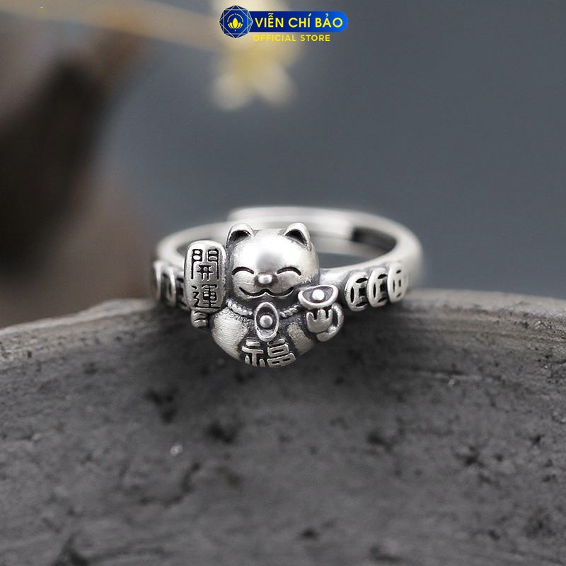 Nhẫn bạc nữ Mèo thần tài Neko chất liệu bạc Thái 925 thời trang phụ kiện trang sức nữ Viễn Chí Bảo N000514