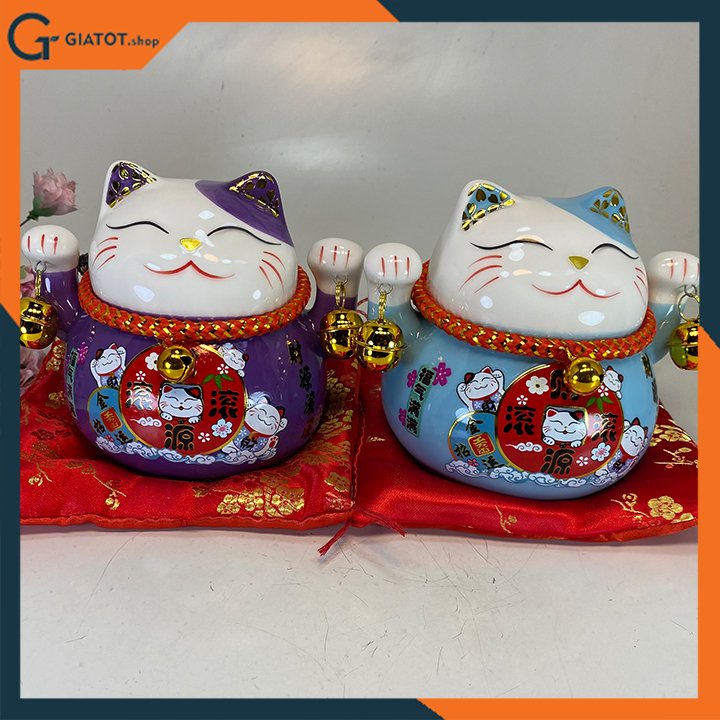 Mèo thần tài may mắn Maneki Neko 10cm kiêm hũ tiết kiệm (ngẫu nhiên)