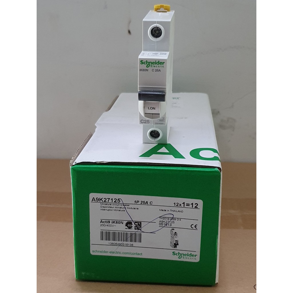 Cầu dao MCB Schneider A9K27106/A9K27110...A9K27116(1P 6A,10A,... 32A 6kA)