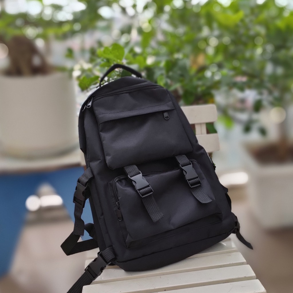 Balo ULLZANG basic BL220, balo thời trang vải oxford, nhiều ngăn có khóa nhựa song long