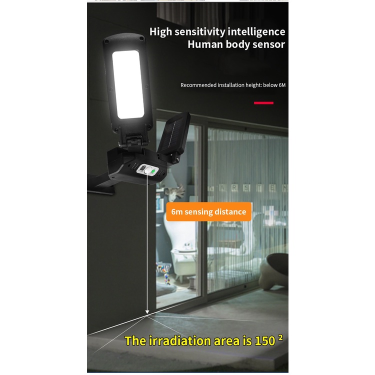 Đèn Năng Lượng Mặt Trời 200Cob 800 Lumens 4 Chế Độ Chống Nước Kèm Remote Điều Khiển Cảm Biến Chuyển Động PIR